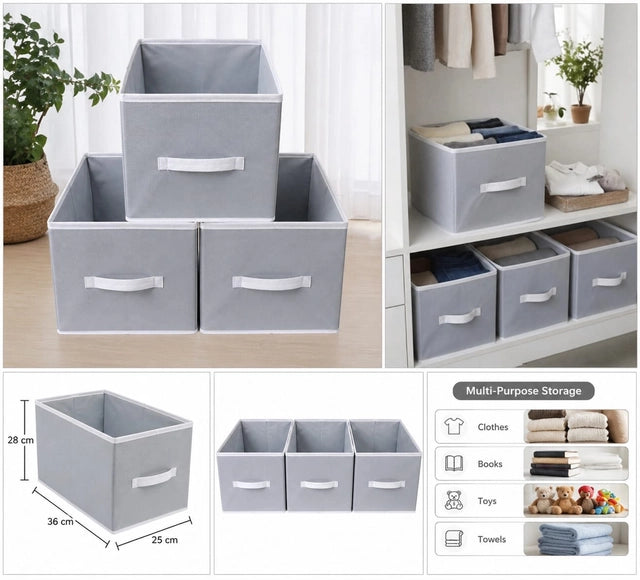 Foldable Cloth Organizer basket (Pack of 3)