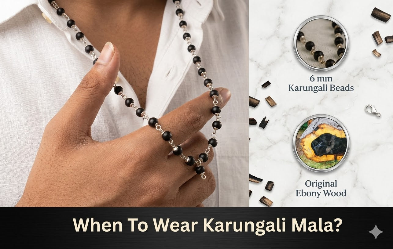 Karungali Mala Silver Cap