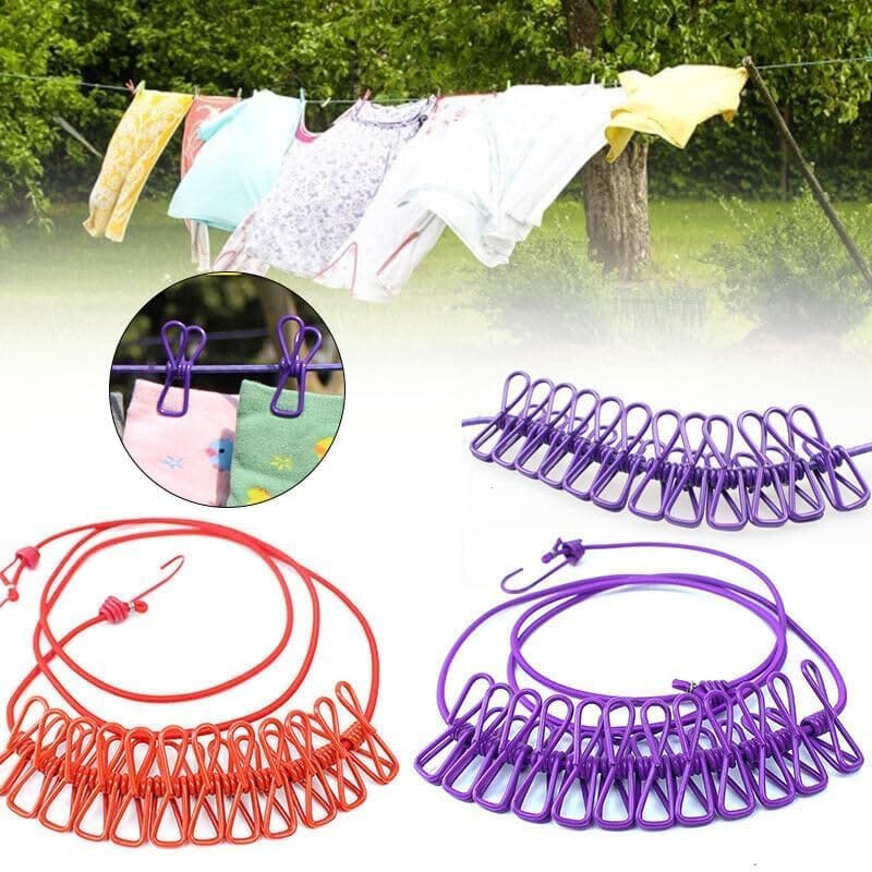 Cloth Drying Rope with Hooks-12 Clips (BUY 1 GET 1 FREE)
