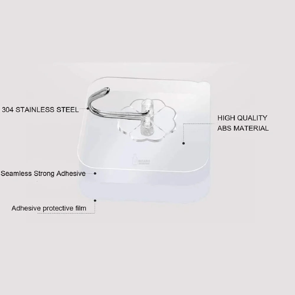 Stainless Steel Self Adhesive Wall Hook (Pack of 12) (BUY 1 GET 1 FREE)
