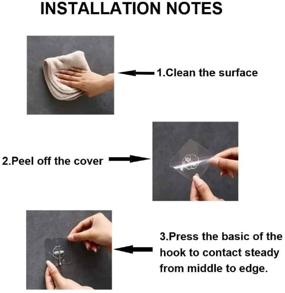 Stainless Steel Self Adhesive Wall Hook (Pack of 12) (BUY 1 GET 1 FREE)