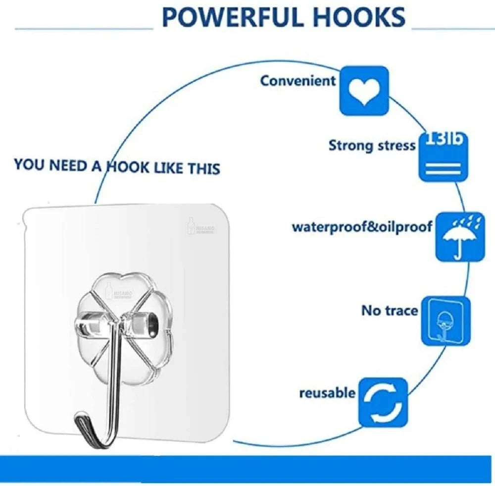Stainless Steel Self Adhesive Wall Hook (Pack of 12) (BUY 1 GET 1 FREE)