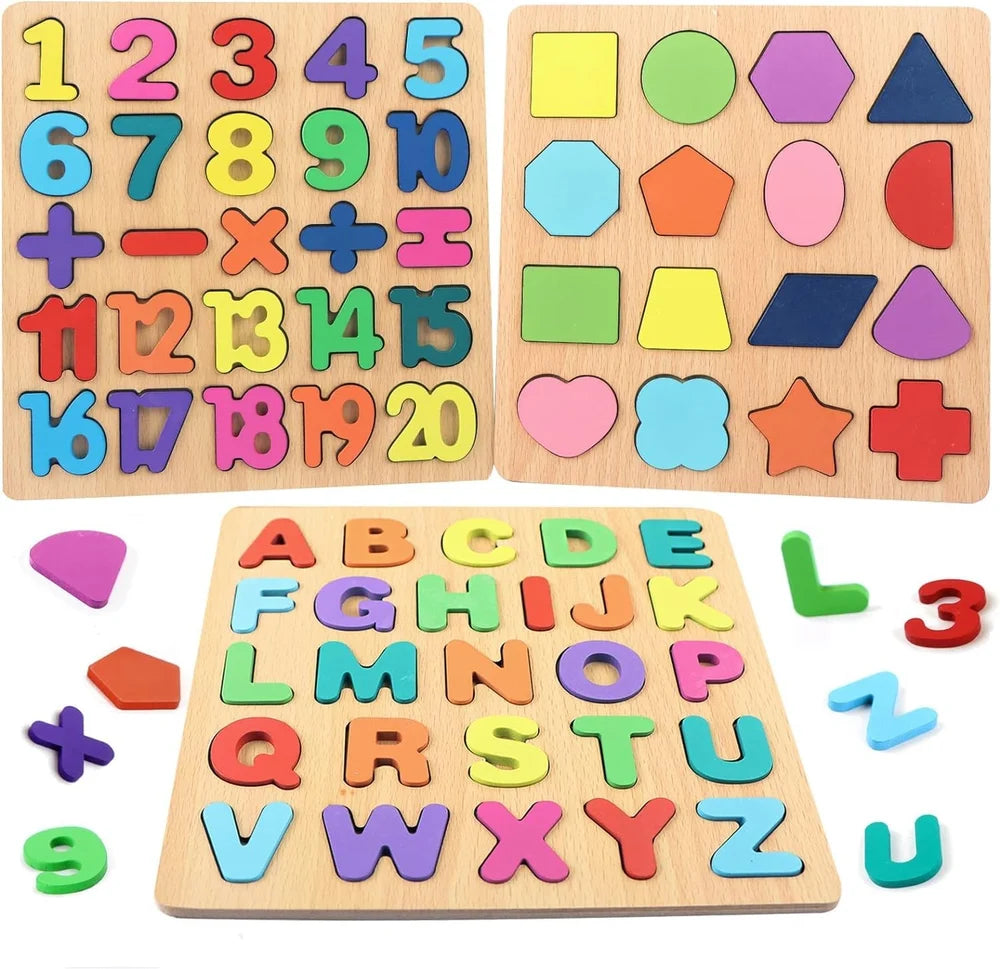 Wooden Learning Educational Board for Kids (Pack of 3)